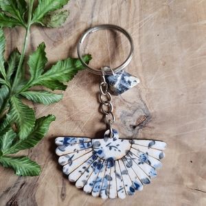 Handmade Floral Fan x Sodalite Stone Keychain